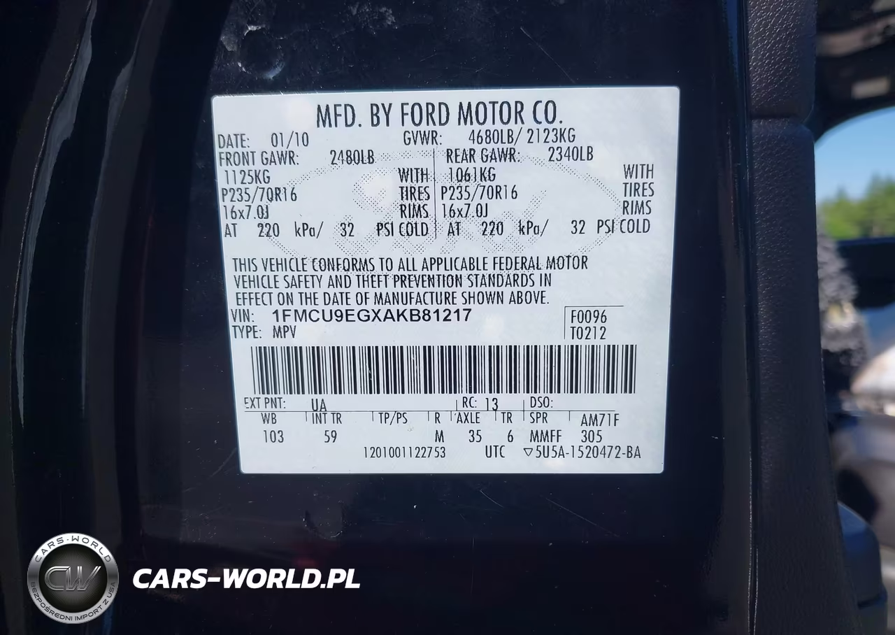 2010 Ford Escape Limited VIN:1FMCU9EGXAKB81217 - 9