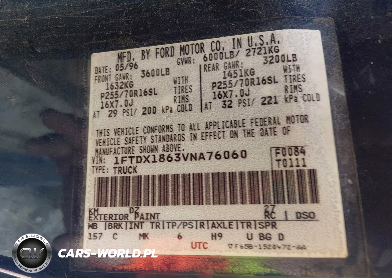 1997 Ford F-150 Lariat-Xl-Xlt VIN:1FTDX1863VNA76060 - 9