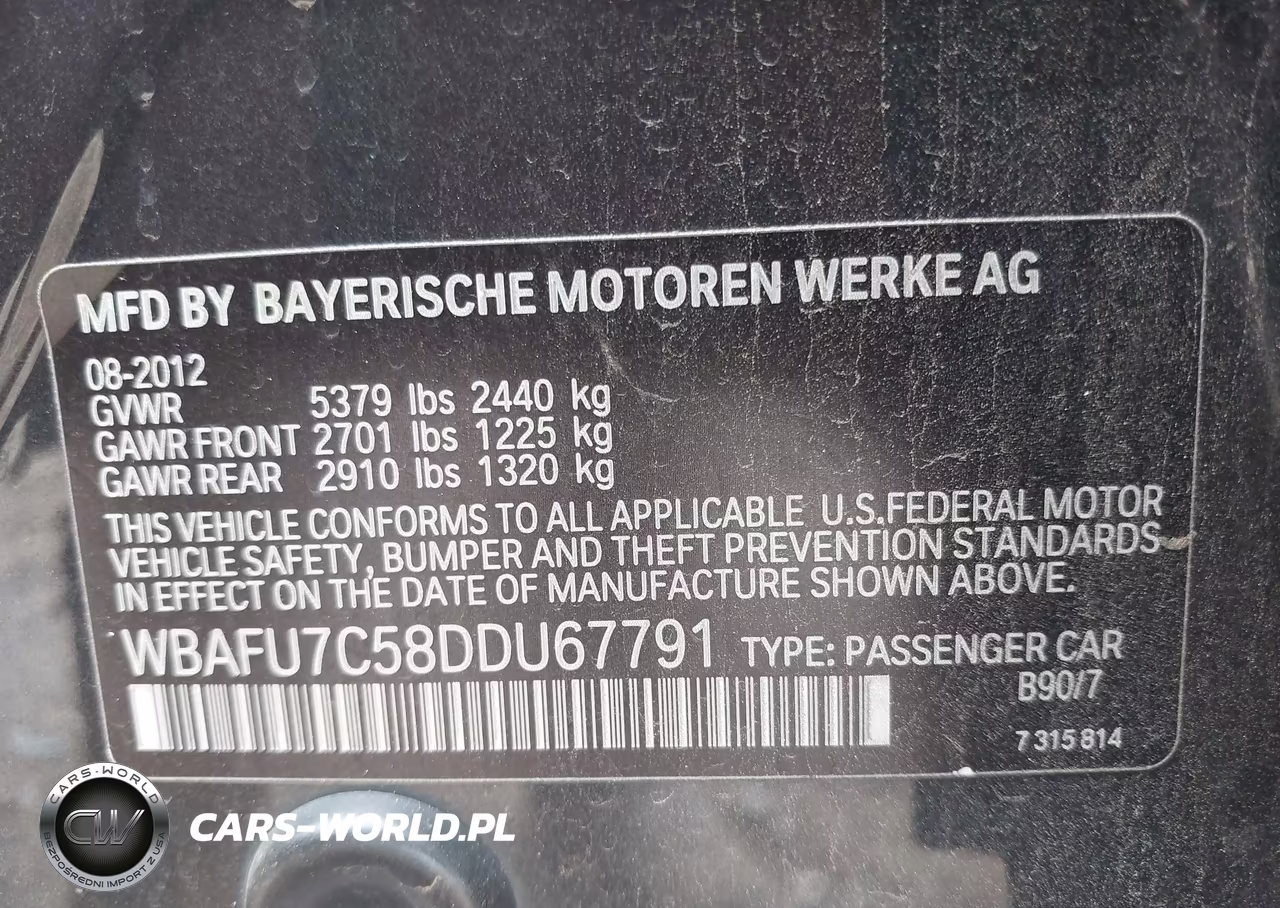 2013 BMW 535I xDrive VIN:WBAFU7C58DDU67791 - 9