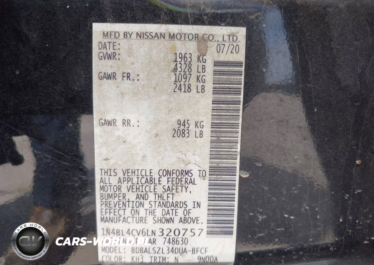 2020 Nissan Altima Sr Fwd VIN:1N4BL4CV6LN320757 - 18