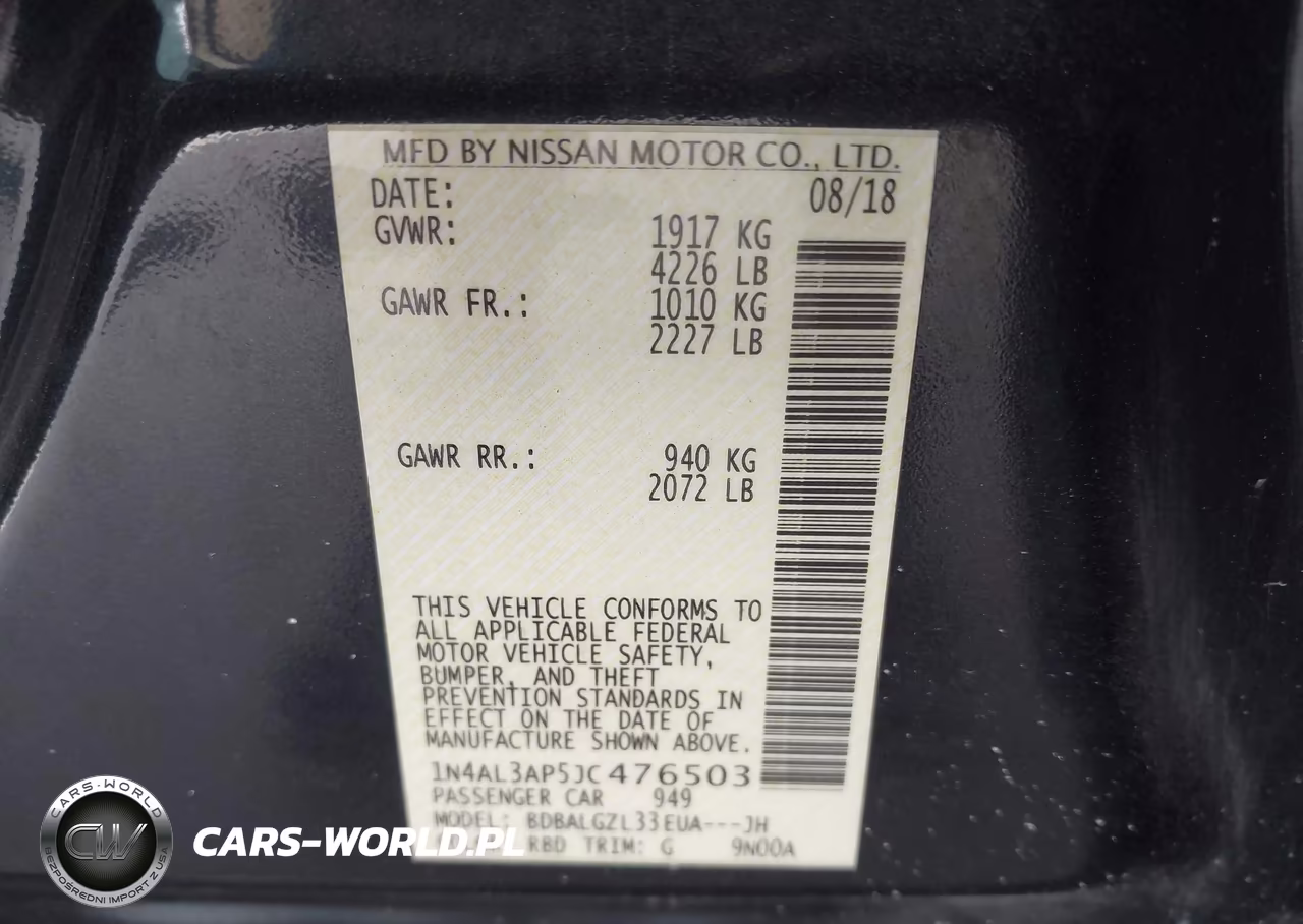 2018 Nissan Altima 2.5 S VIN:1N4AL3AP5JC476503 - 9