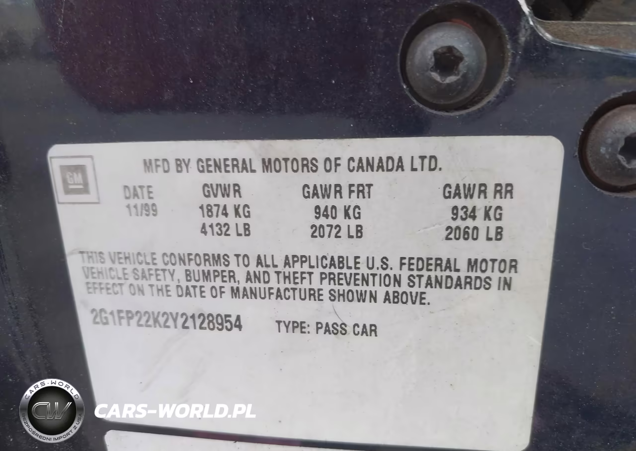 2000 Chevrolet Camaro VIN:2G1FP22K2Y2128954 - 9