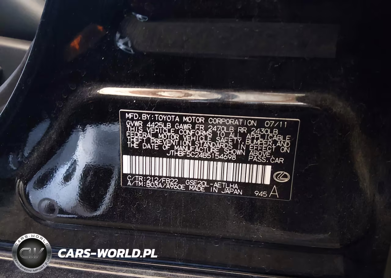 2011 Lexus Is 250 VIN:JTHBF5C24B5154698 - 9