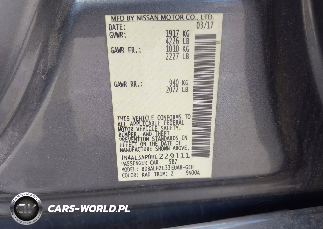 2017 Nissan Altima 2.5 Sr VIN:1N4AL3AP0HC229111 - 9