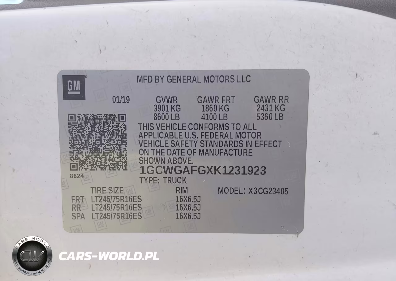 2019 Chevrolet Express 2500 Work Van VIN:1GCWGAFGXK1231923 - 9
