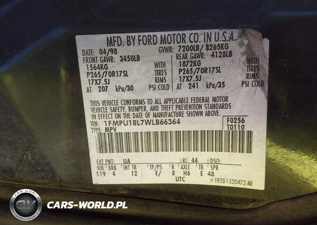 1998 Ford Expedition Eddie Bauer-Xlt VIN:1FMPU18L7WLB66364 - 9