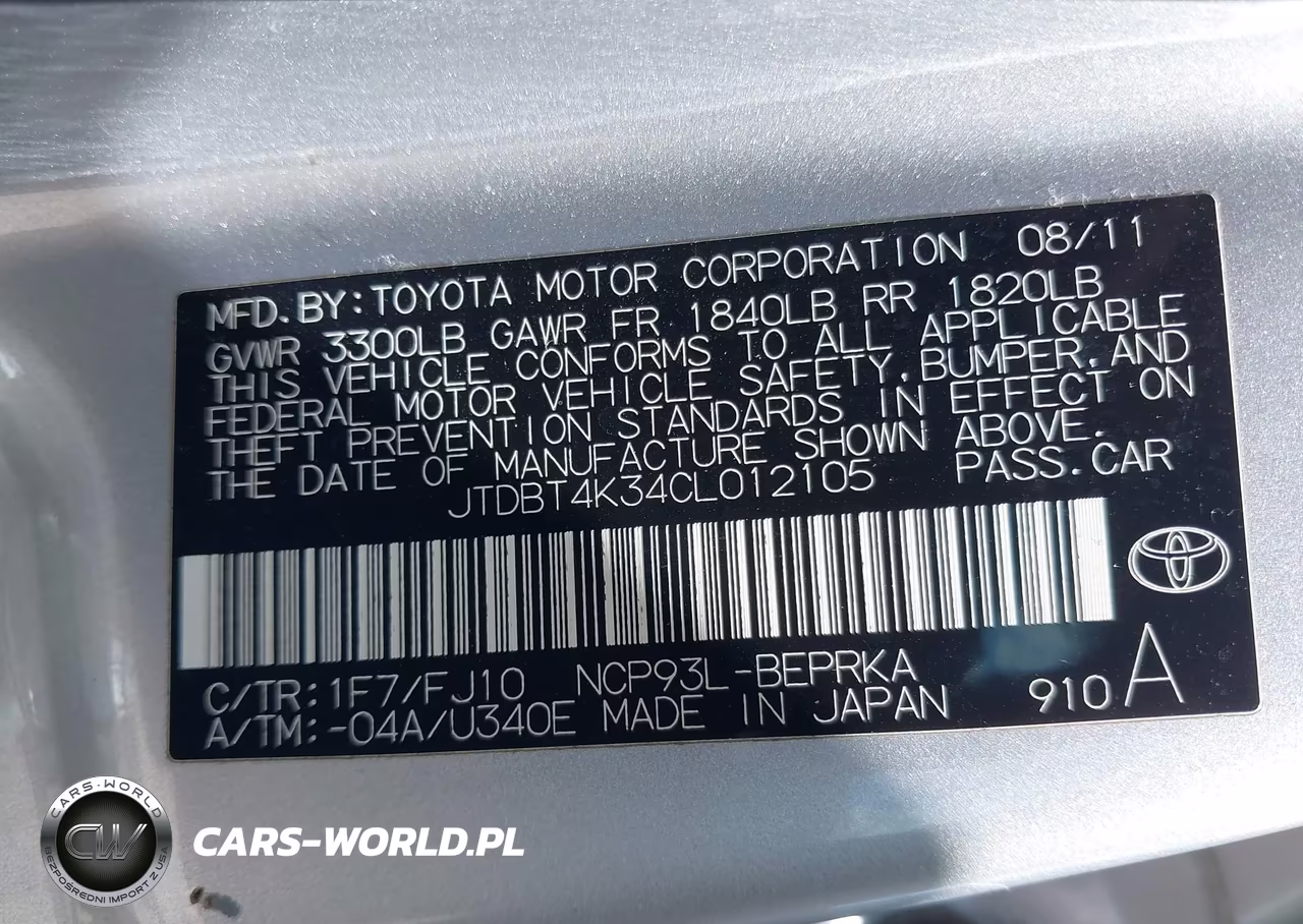2012 Toyota Yaris VIN:JTDBT4K34CL012105 - 9