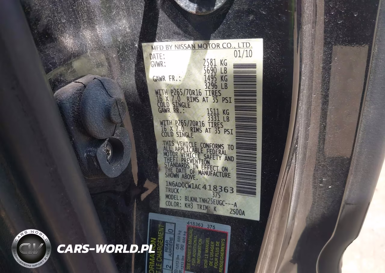 2010 Nissan Frontier Se VIN:1N6AD0CW1AC418363 - 9