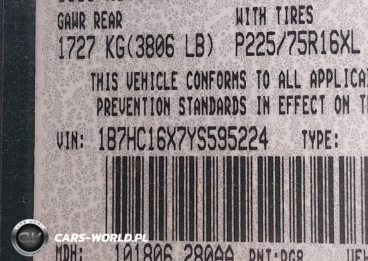 2000 Dodge Ram 1500 St-Ws VIN:1B7HC16X7YS595224 - 9