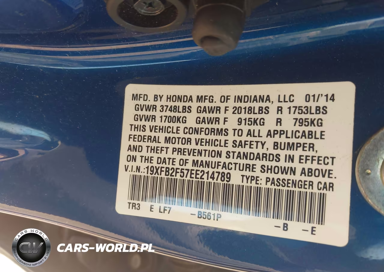 2014 Honda Civic Lx VIN:19XFB2F57EE214789 - 9