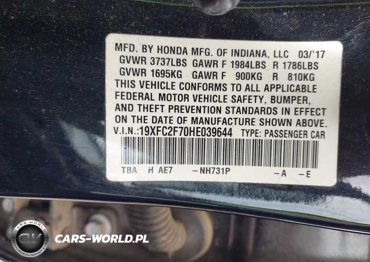2017 Honda Civic Ex VIN:19XFC2F70HE039644 - 9