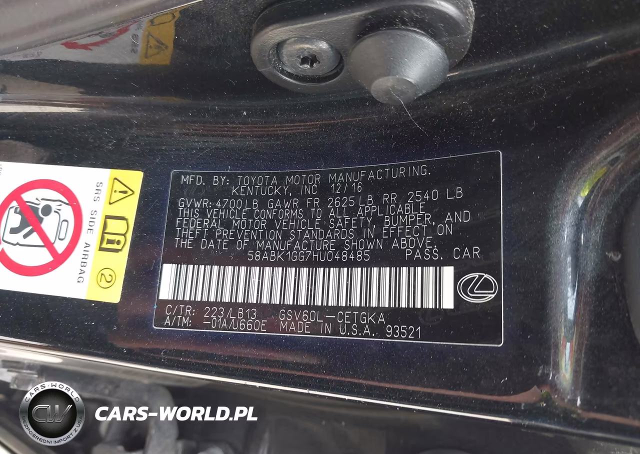 2017 Lexus Es 350 VIN:58ABK1GG7HU048485 - 9