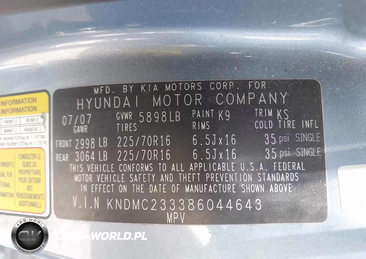 2008 Hyundai Entourage Gls-Limited VIN:KNDMC233386044643 - 9