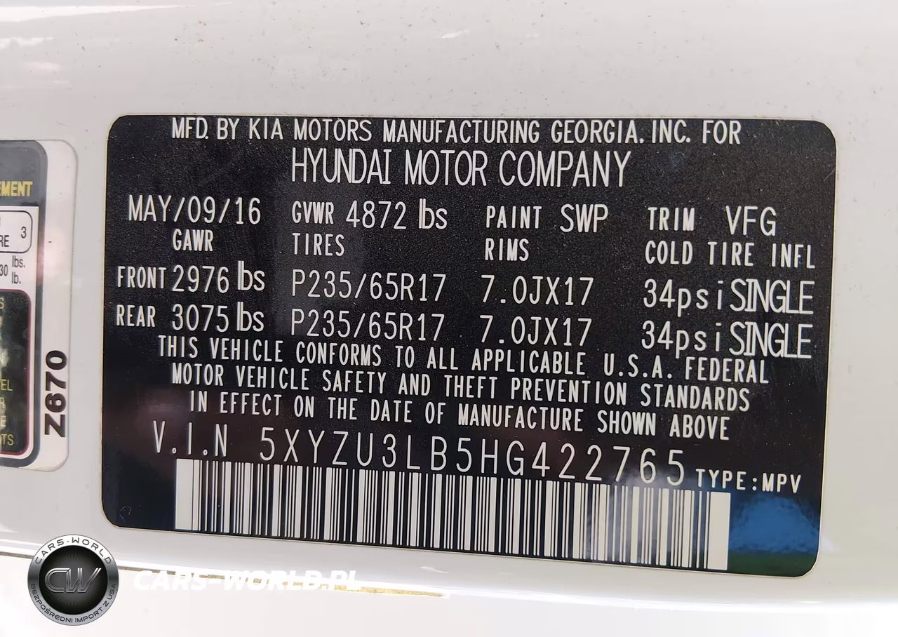 2017 Hyundai Santa Fe Sport 2.4L VIN:5XYZU3LB5HG422765 - 9