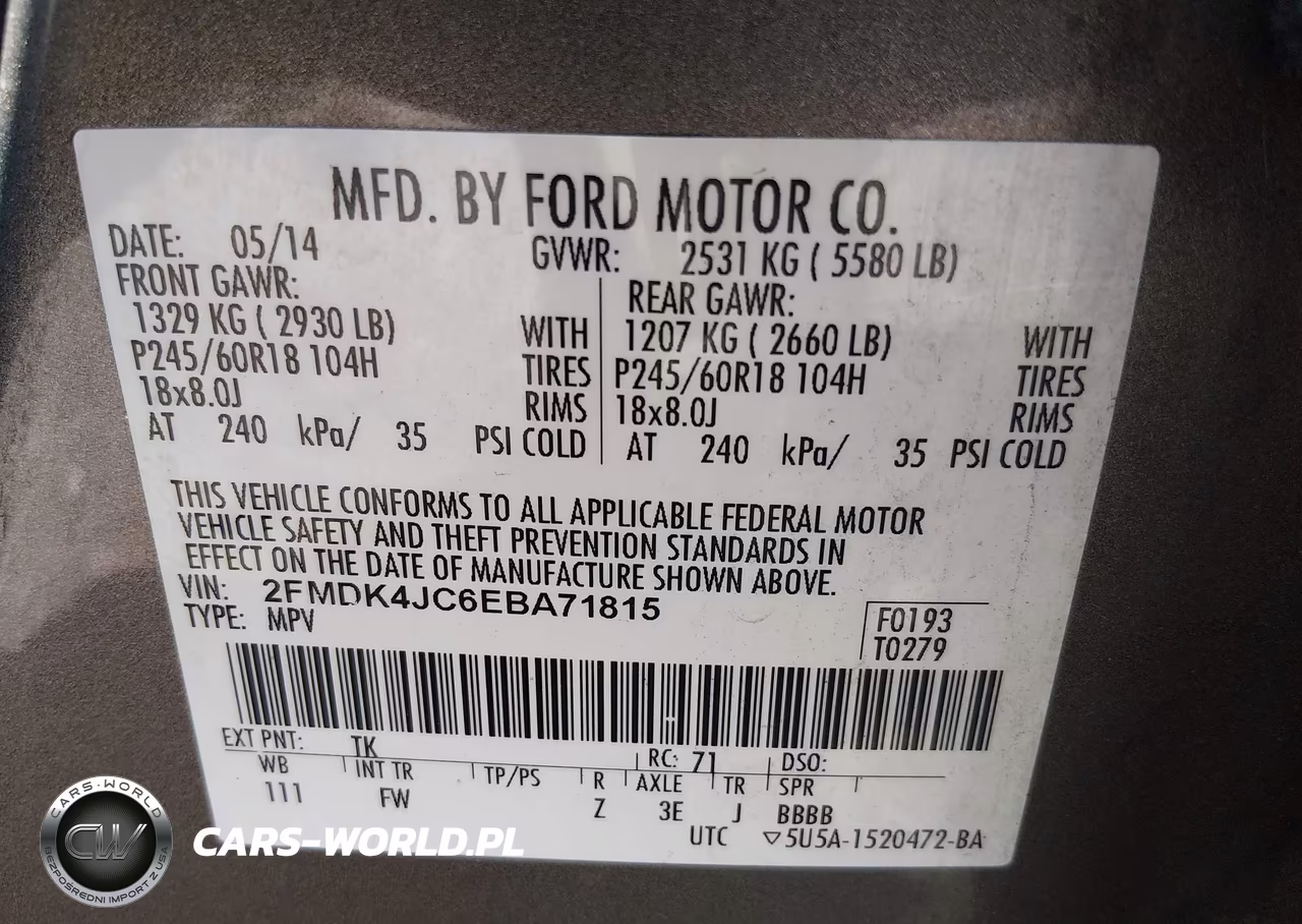 2014 Ford Edge Sel VIN:2FMDK4JC6EBA71815 - 9