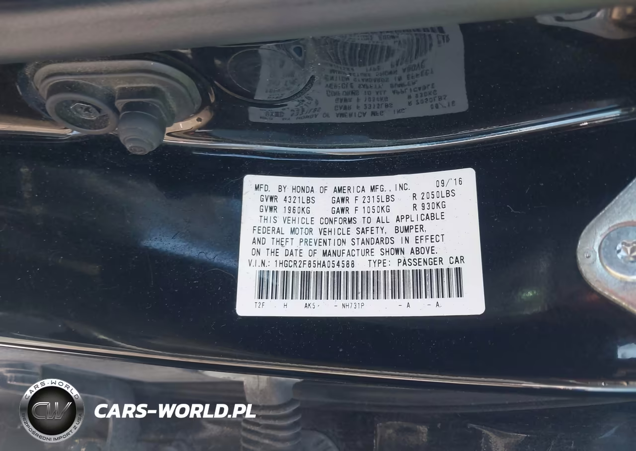 2017 Honda Accord Ex-L VIN:1HGCR2F85HA054588 - 9