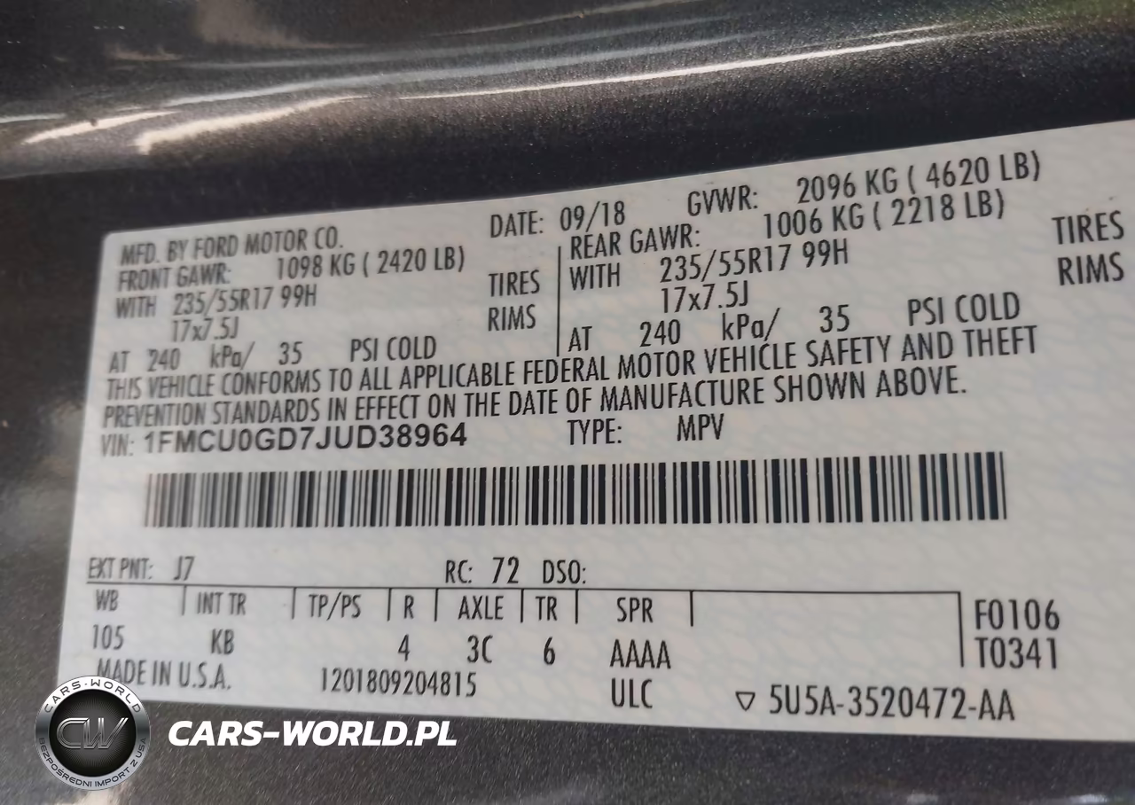 2018 Ford Escape Se VIN:1FMCU0GD7JUD38964 - 9