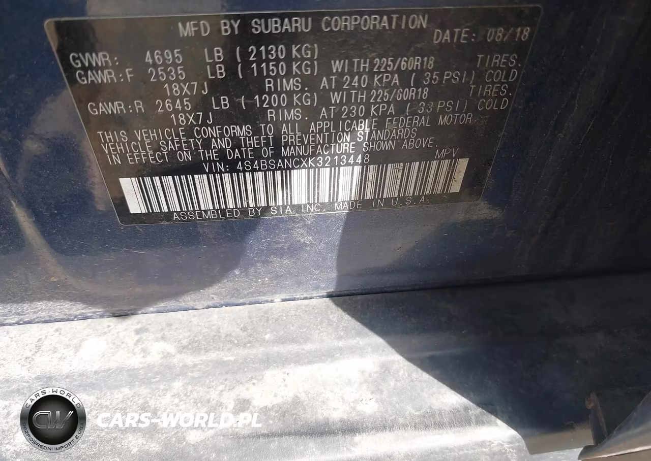 2019 Subaru Outback 2.5I Limited VIN:4S4BSANCXK3213448 - 9