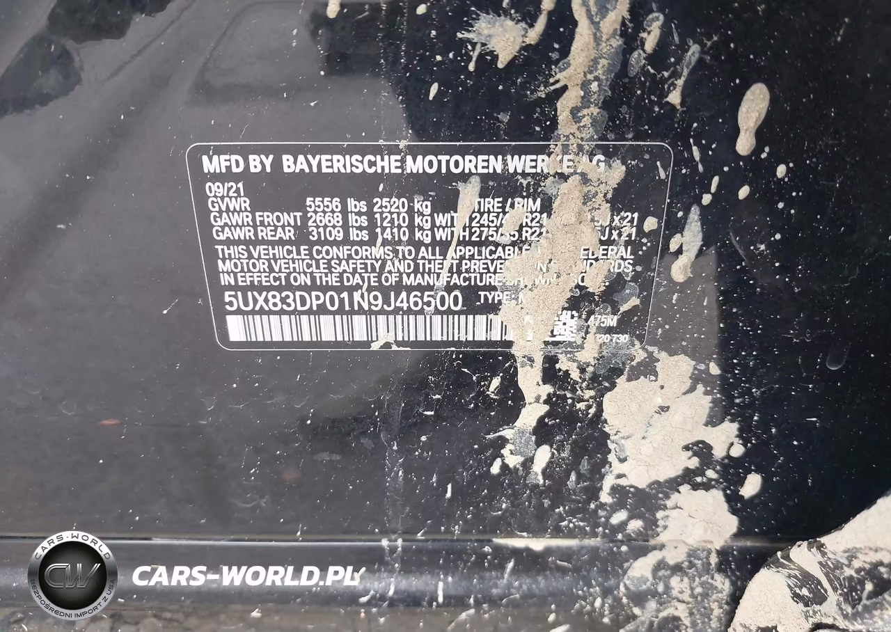 2022 BMW X3 M40I VIN:5UX83DP01N9J46500 - 9