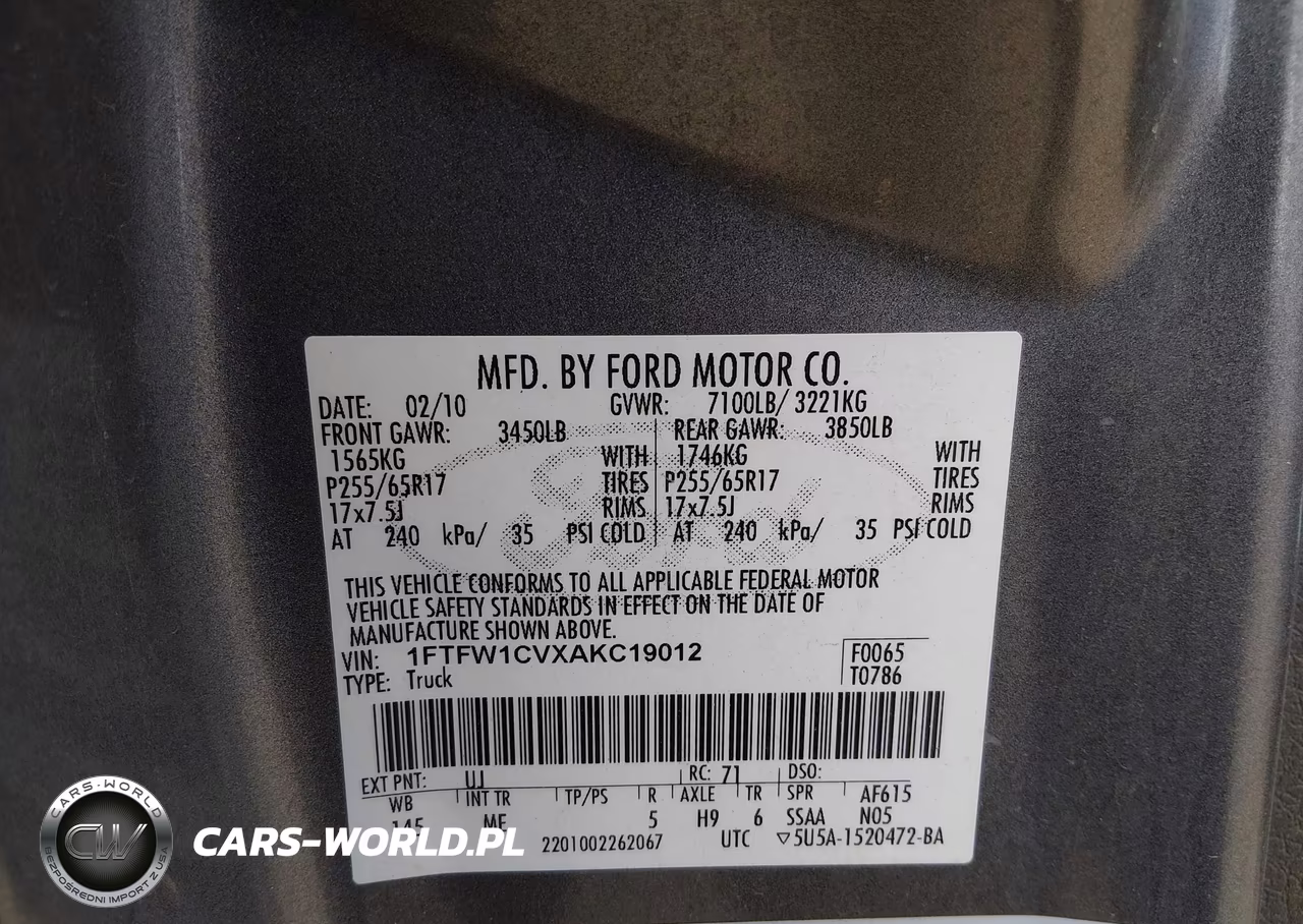 2010 Ford F-150 Fx2 Sport-Harley-Davidson-King Ranch-Lariat-Platinum-Xl-Xlt VIN:1FTFW1CVXAKC19012 - 9