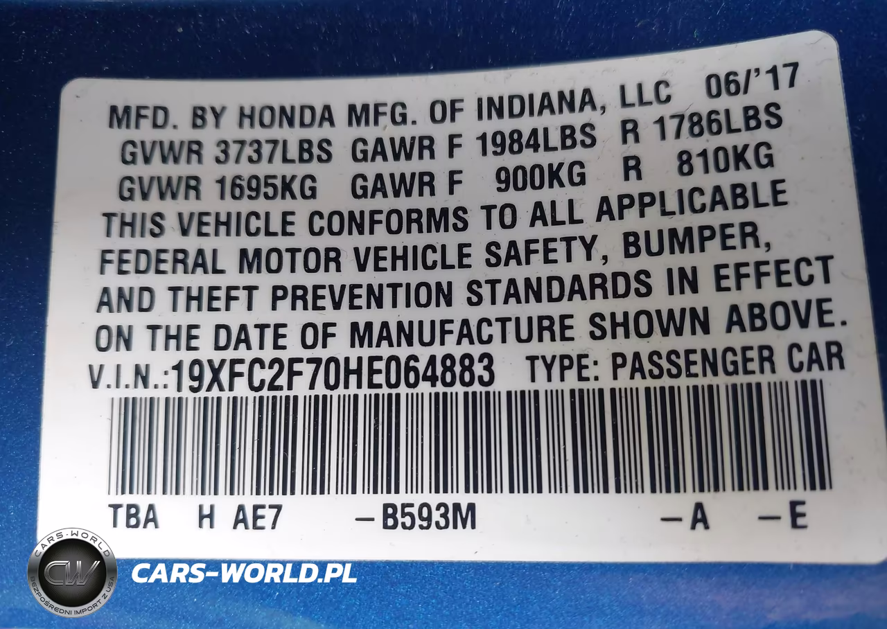 2017 Honda Civic Ex VIN:19XFC2F70HE064883 - 9