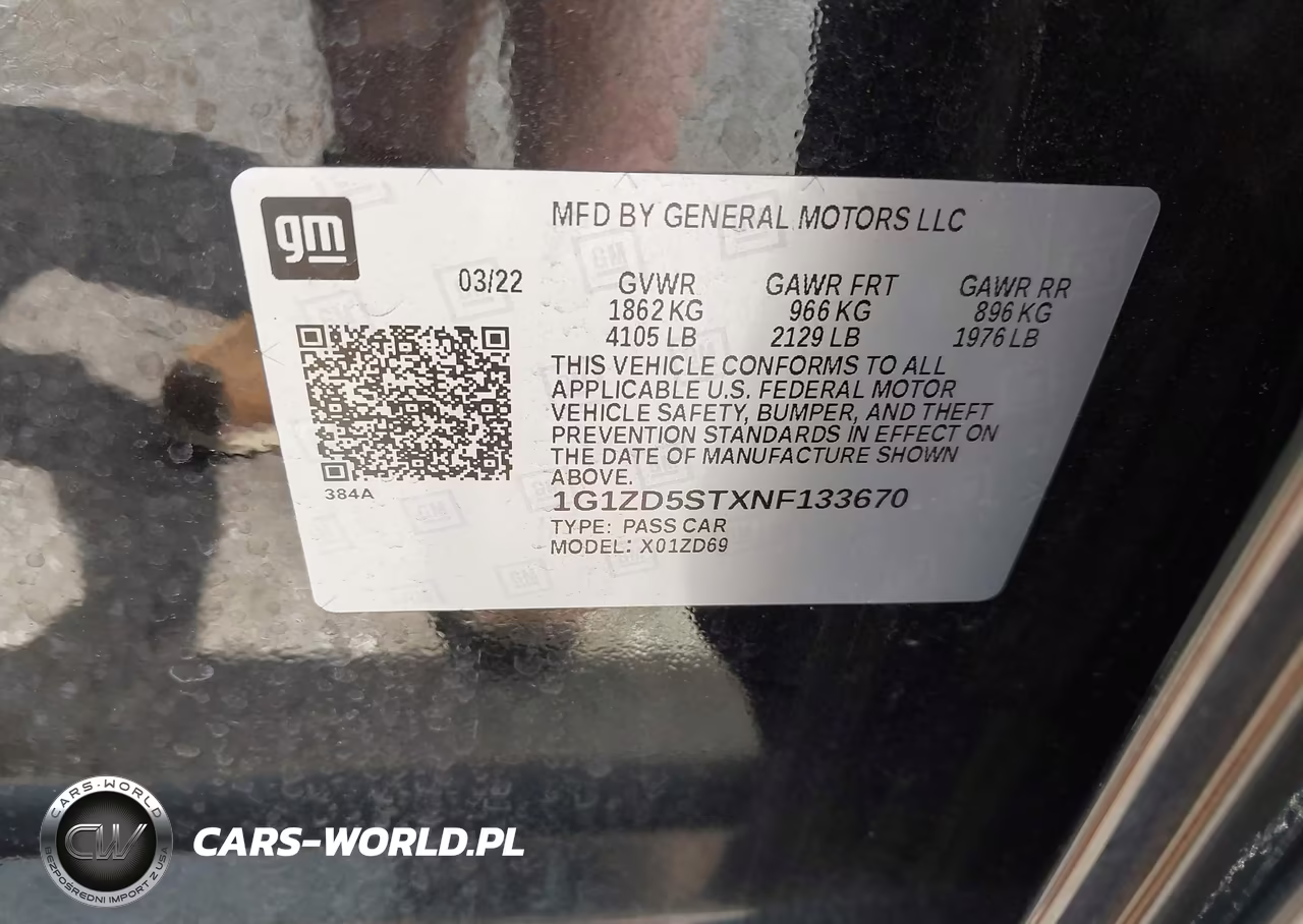 2022 Chevrolet Malibu Fwd Lt VIN:1G1ZD5STXNF133670 - 9