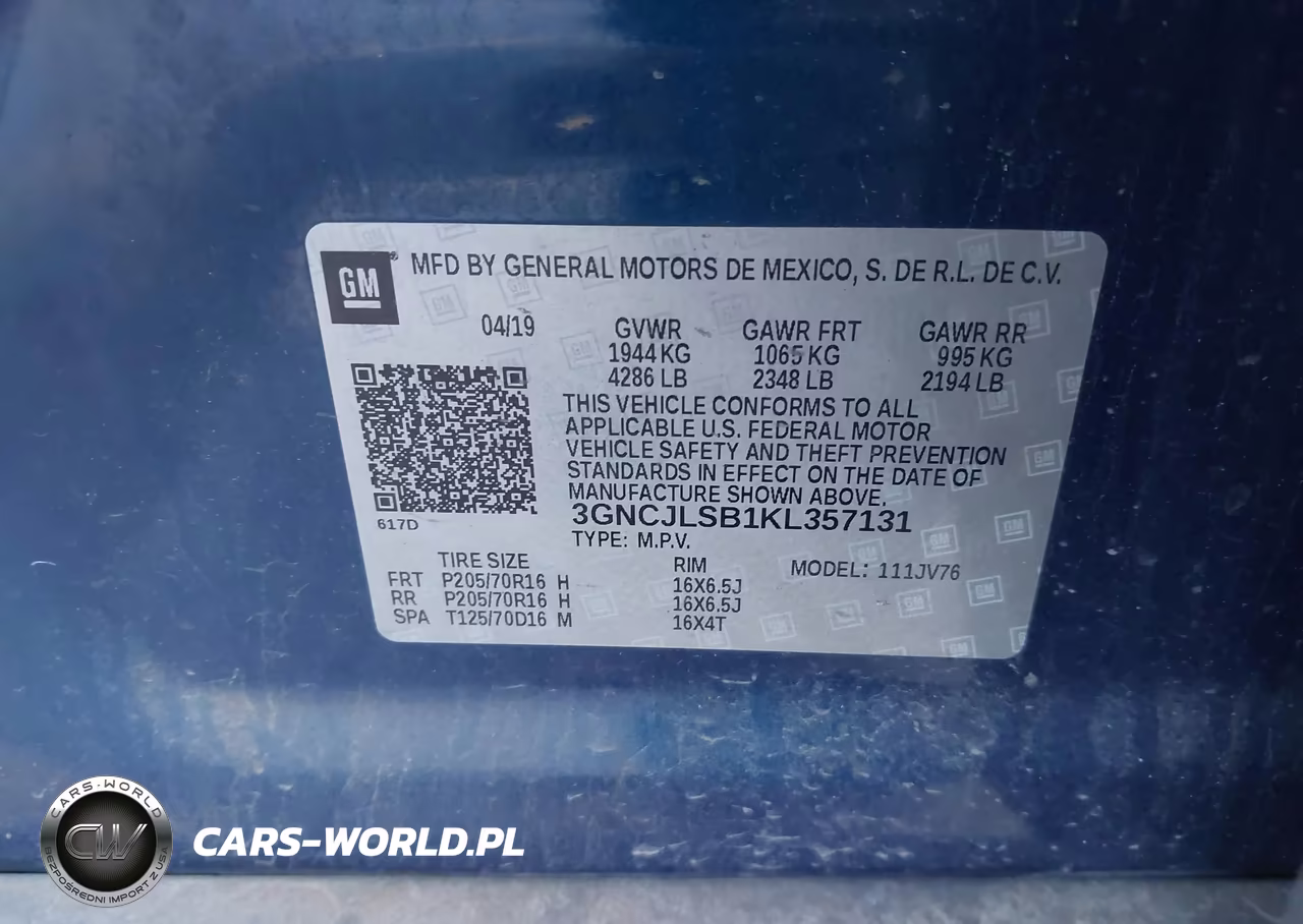 2019 Chevrolet Trax Lt VIN:3GNCJLSB1KL357131 - 9