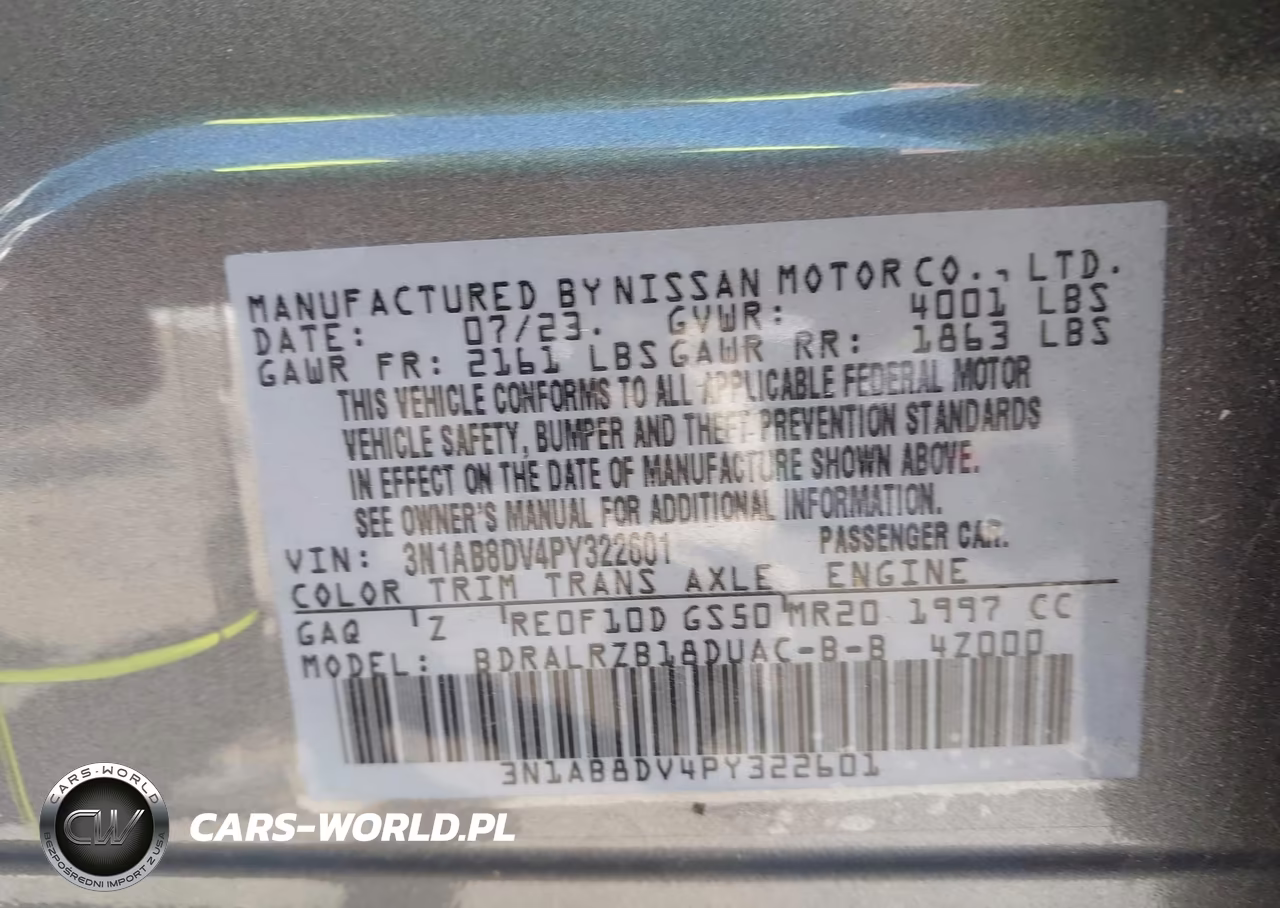 2023 Nissan Sentra Sr Xtronic Cvt VIN:3N1AB8DV4PY322601 - 9