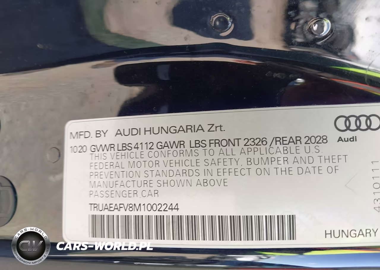 2021 Audi Tt 45 Tfsi Quattro S Tronic VIN:TRUAEAFV8M1002244 - 9