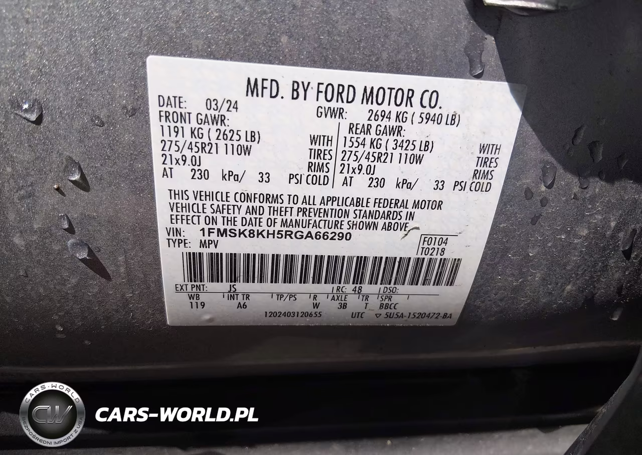 2024 Ford Explorer St-Line VIN:1FMSK8KH5RGA66290 - 9