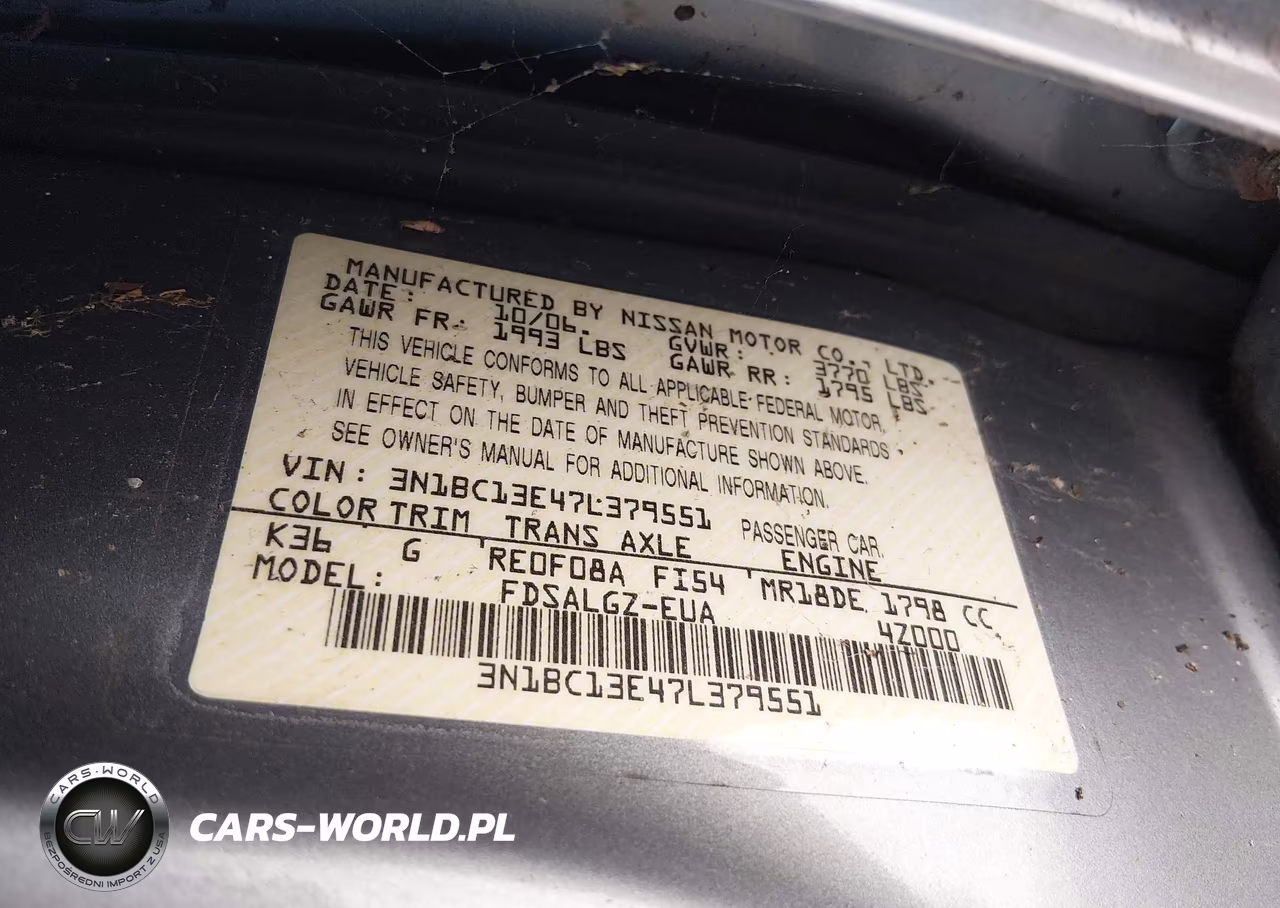 2007 Nissan Versa 1.8Sl VIN:3N1BC13E47L379551 - 9