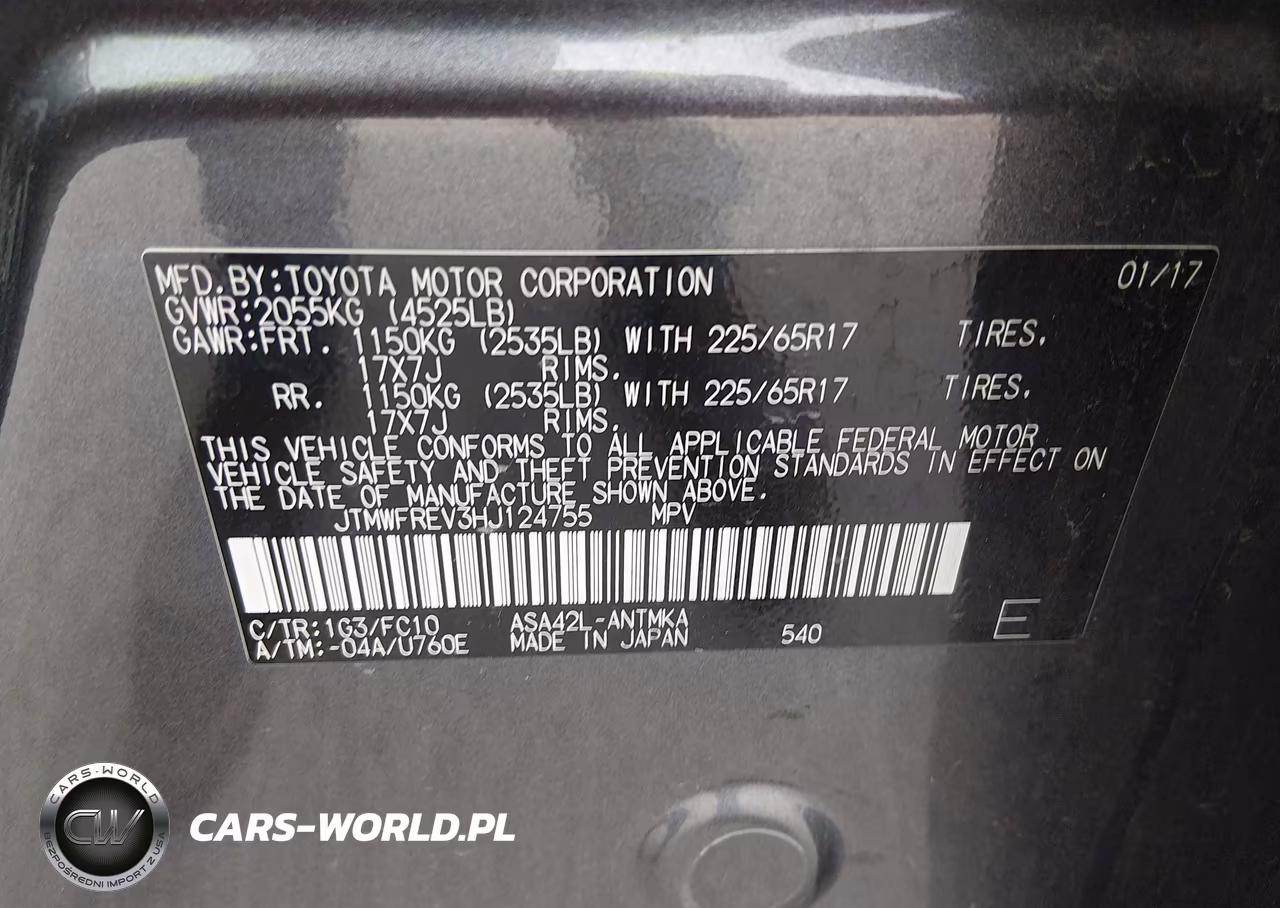 2017 Toyota Rav4 Xle VIN:JTMWFREV3HJ124755 - 9