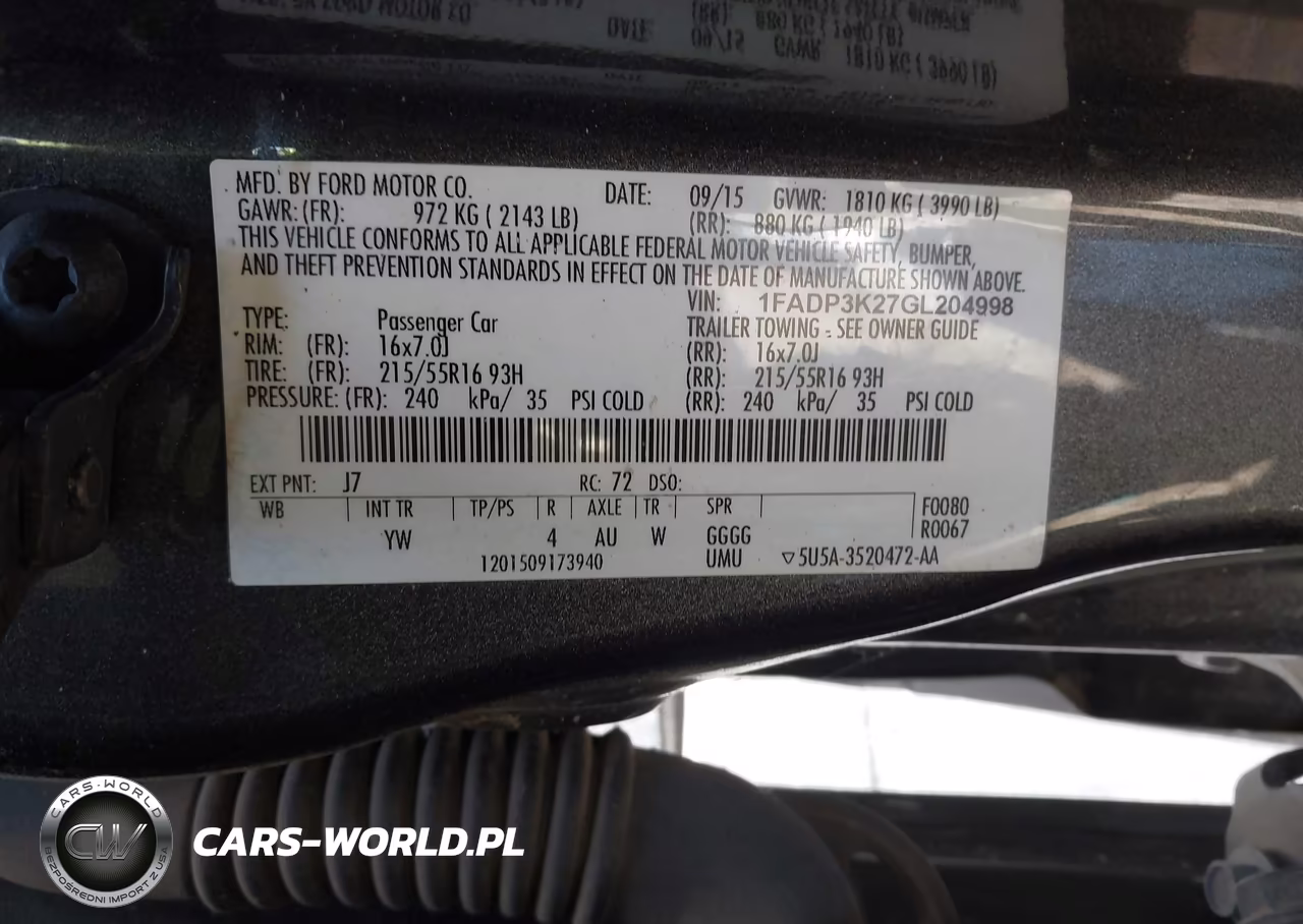 2016 Ford Focus Se VIN:1FADP3K27GL204998 - 9