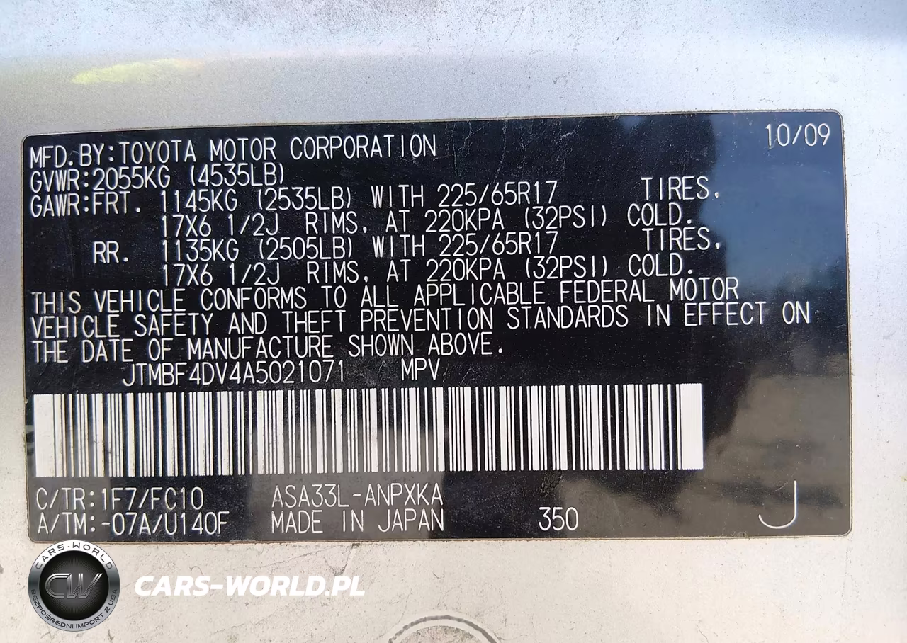 2010 Toyota Rav4 VIN:JTMBF4DV4A5021071 - 9