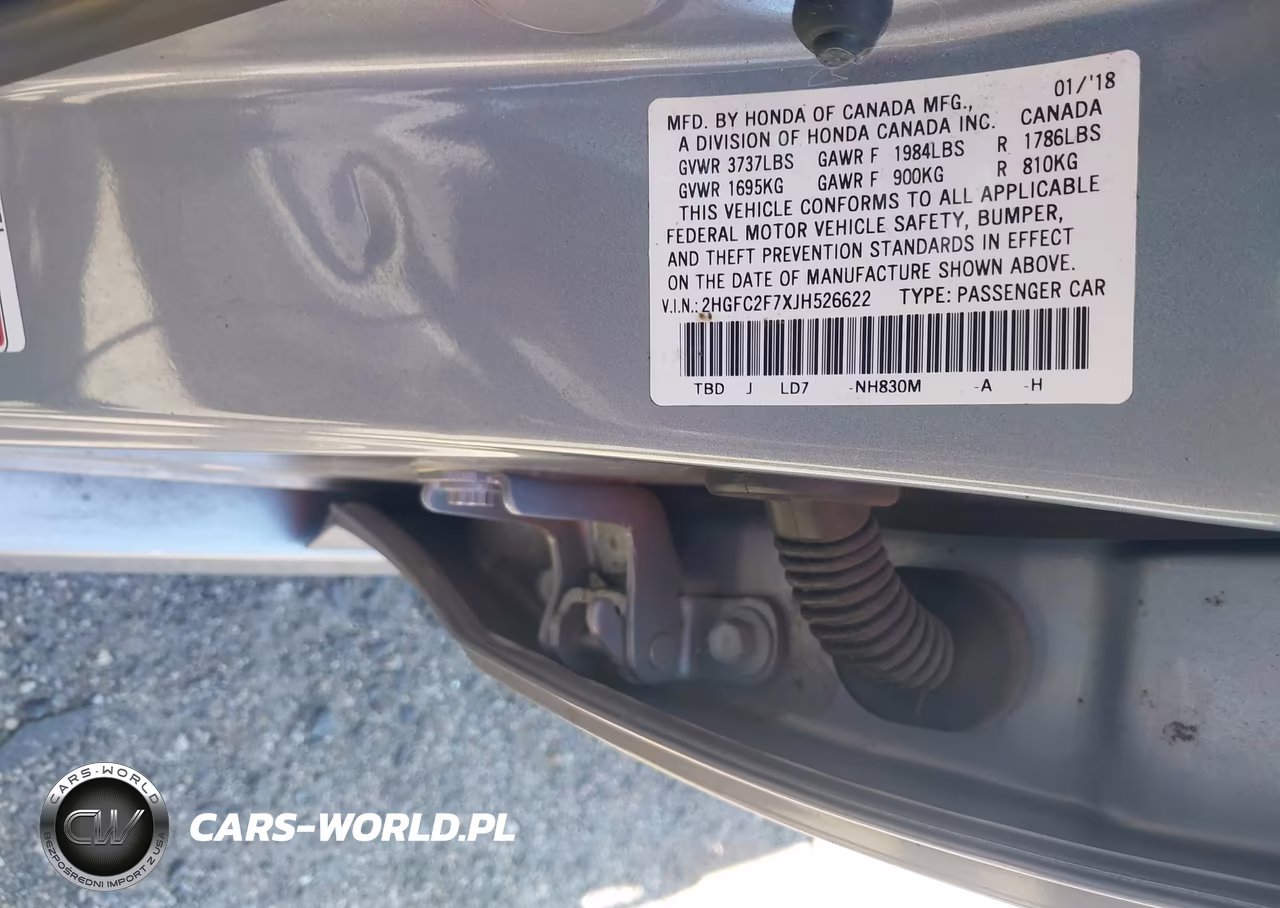 2018 Honda Civic Ex VIN:2HGFC2F7XJH526622 - 9