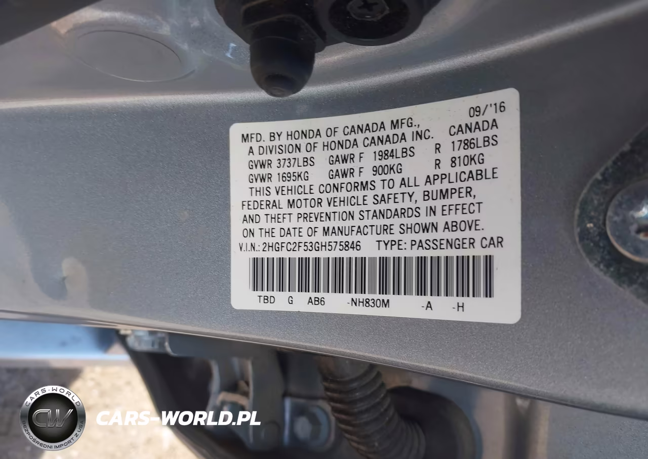 2016 Honda Civic Lx VIN:2HGFC2F53GH575846 - 9