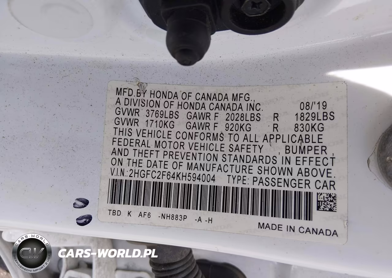 2019 Honda Civic Lx VIN:2HGFC2F64KH594004 - 9