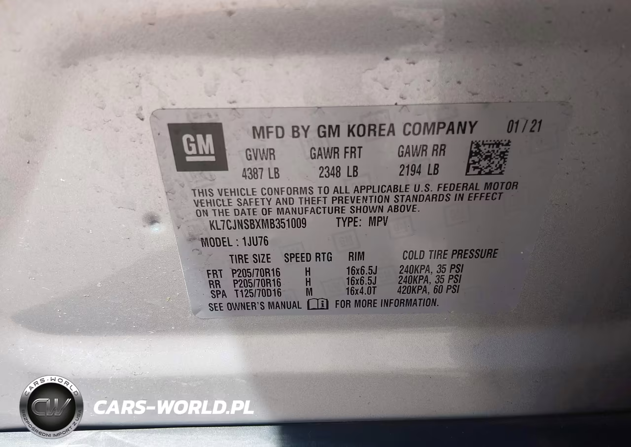 2021 Chevrolet Trax Awd Ls VIN:KL7CJNSBXMB351009 - 9