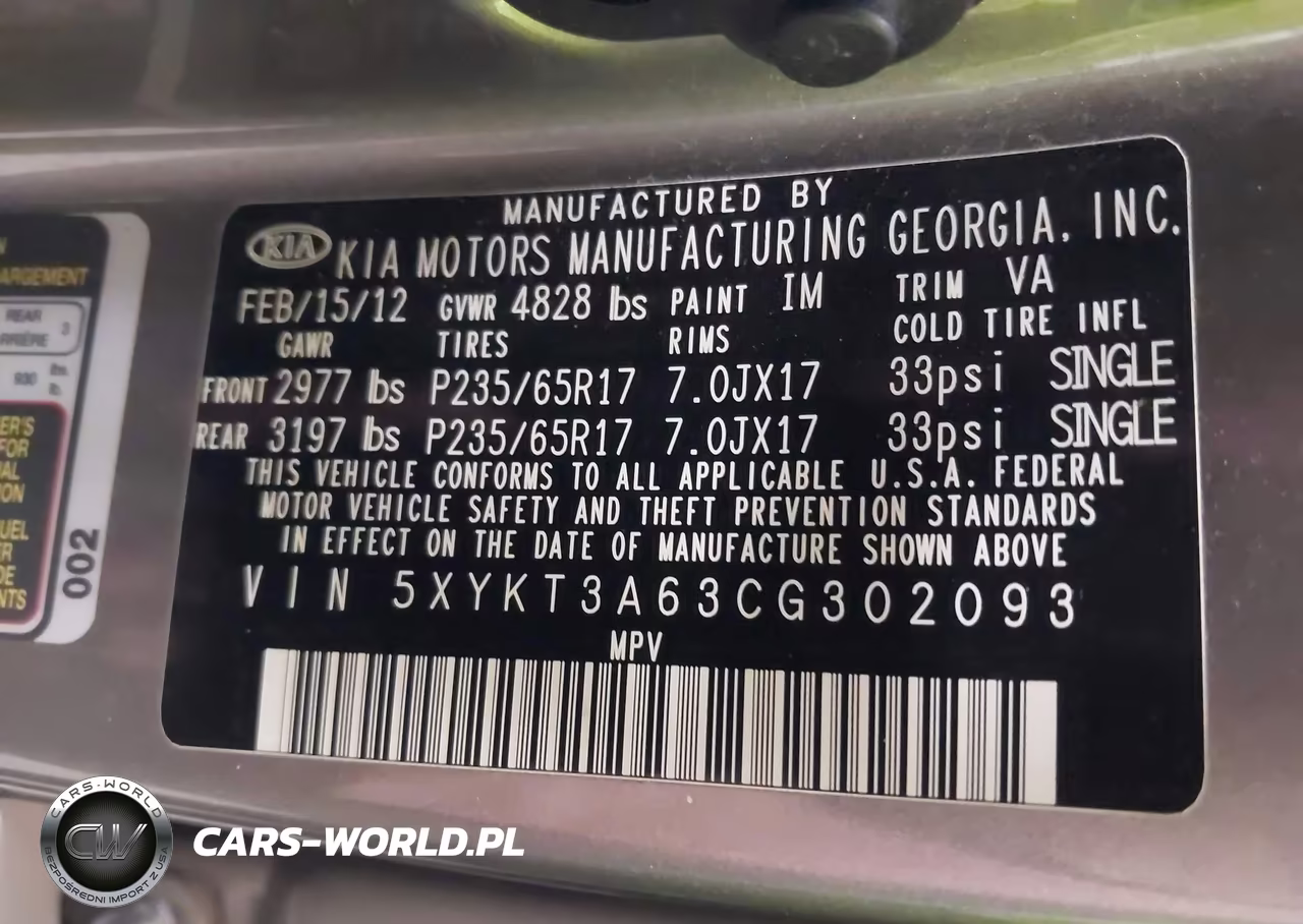 2012 Kia Sorento Lx VIN:5XYKT3A63CG302093 - 9