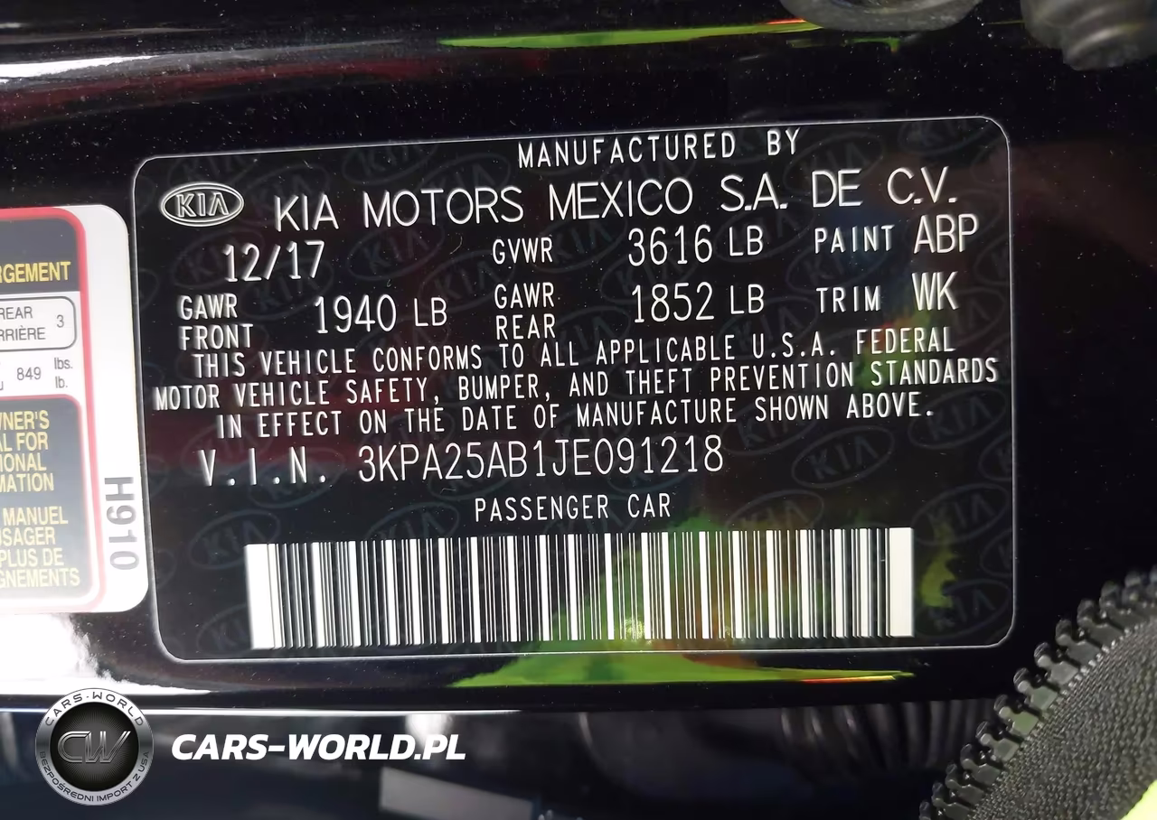 2018 Kia Rio S VIN:3KPA25AB1JE091218 - 9