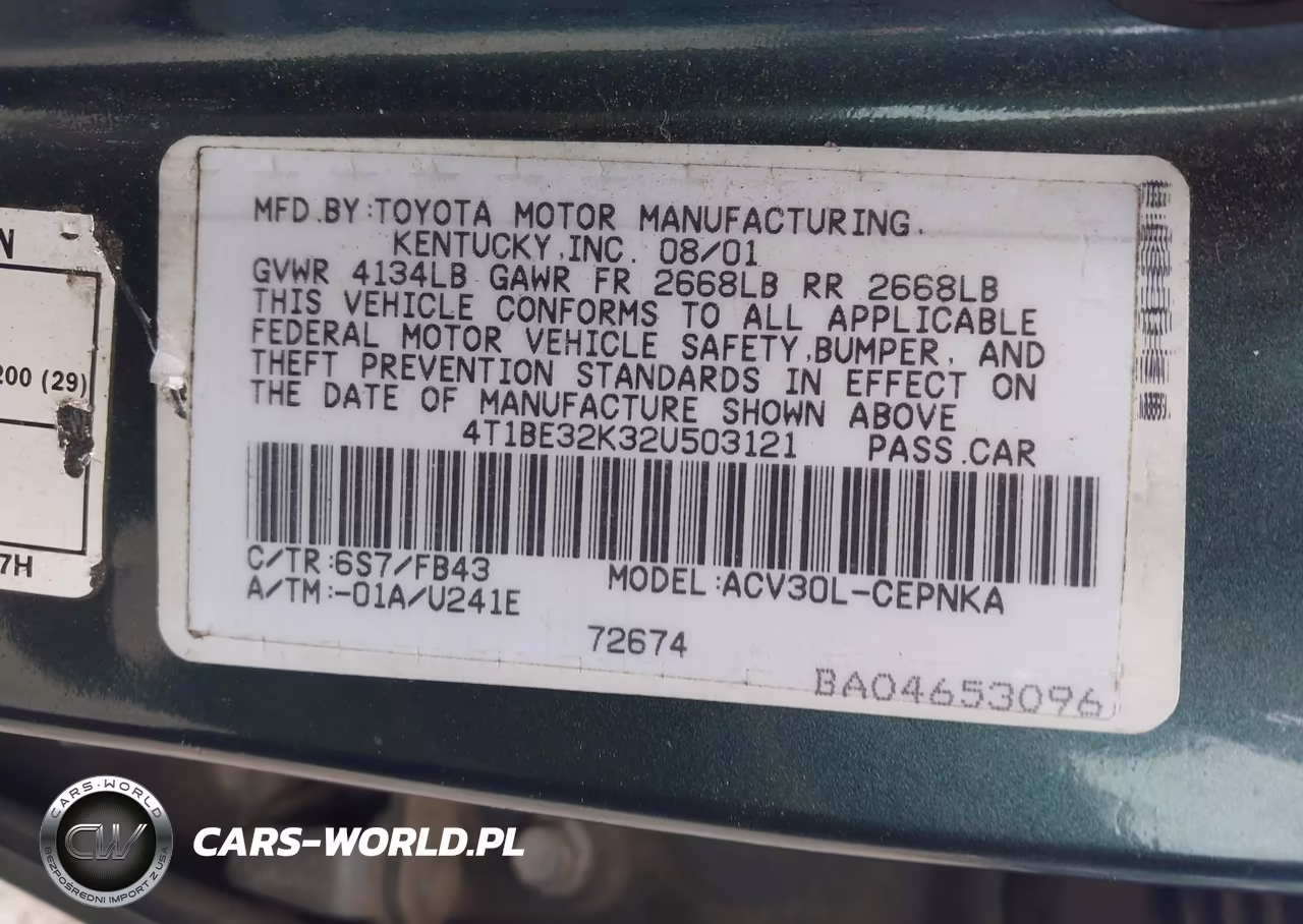 2002 Toyota Camry Le VIN:4T1BE32K32U503121 - 9