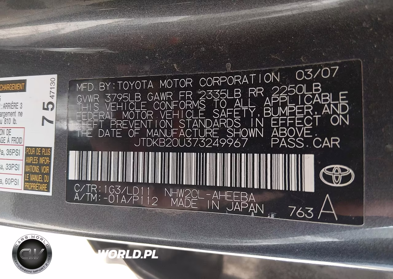 2007 Toyota Prius VIN:JTDKB20U373249967 - 9