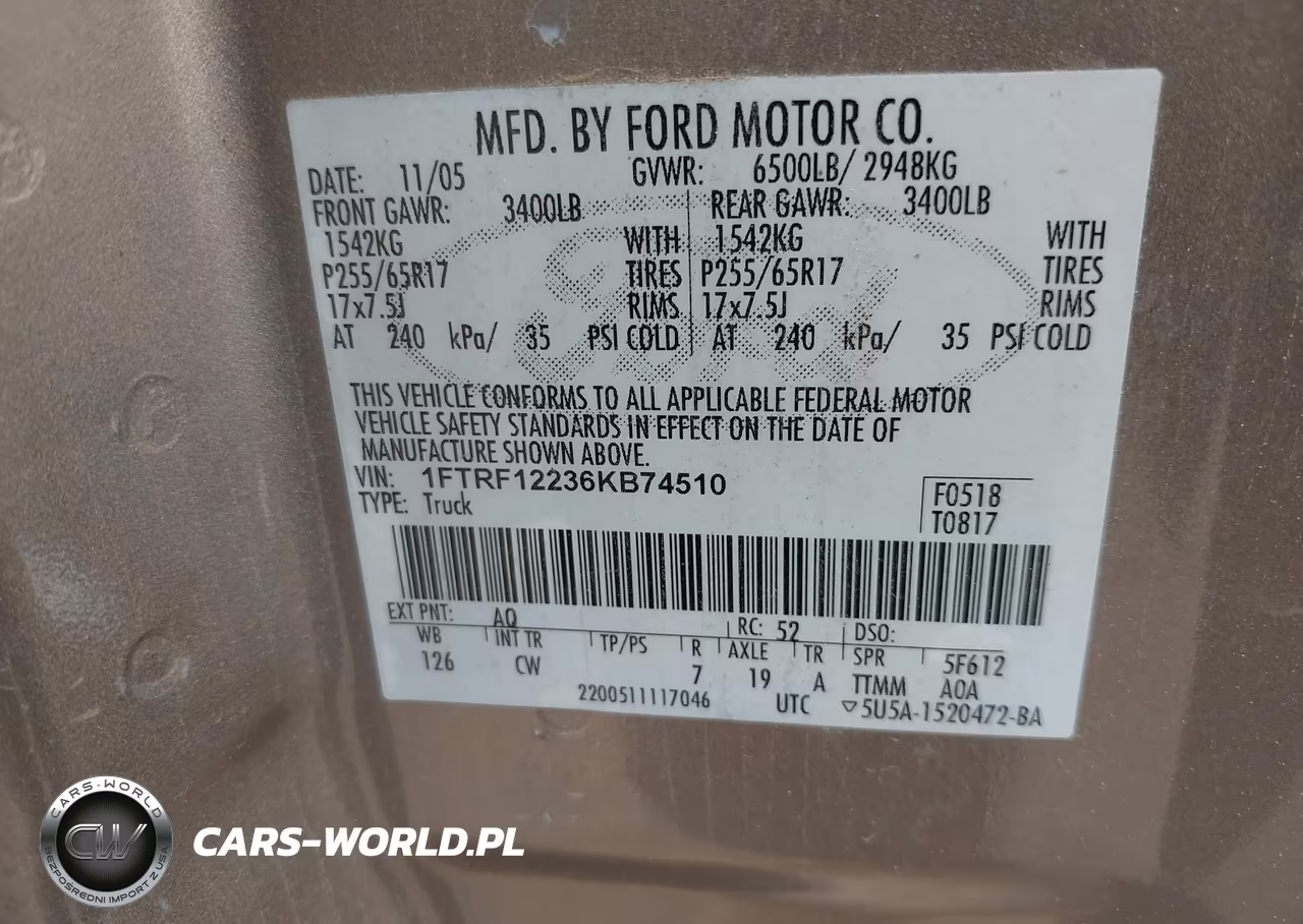 2006 Ford F-150 Stx-Xl-Xlt VIN:1FTRF12236KB74510 - 9