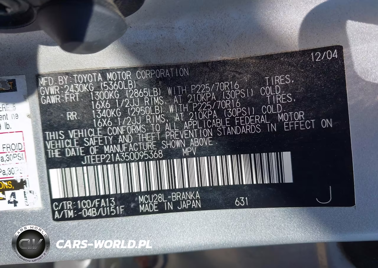 2005 Toyota Highlander V6 VIN:JTEEP21A350095368 - 9
