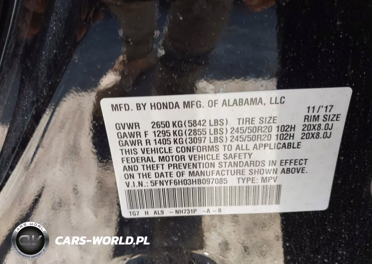 2017 Honda Pilot Elite VIN:5FNYF6H03HB097085 - 9