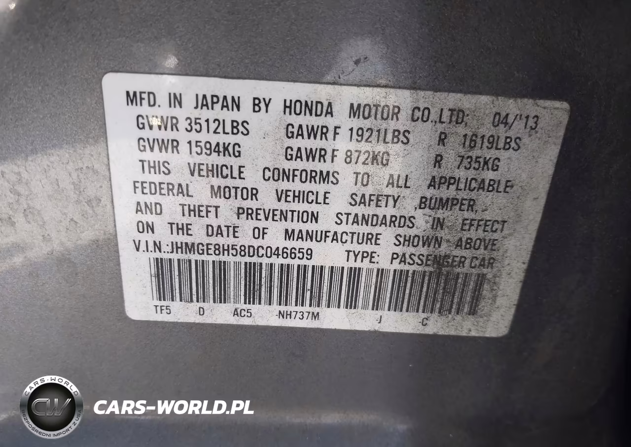 2013 Honda Fit Sport VIN:JHMGE8H58DC046659 - 9