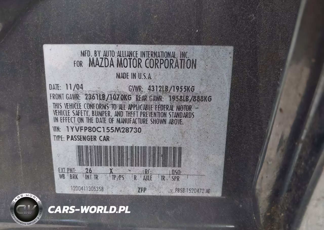 2005 Mazda Mazda6 I Base VIN:1YVFP80C155M28730 - 9
