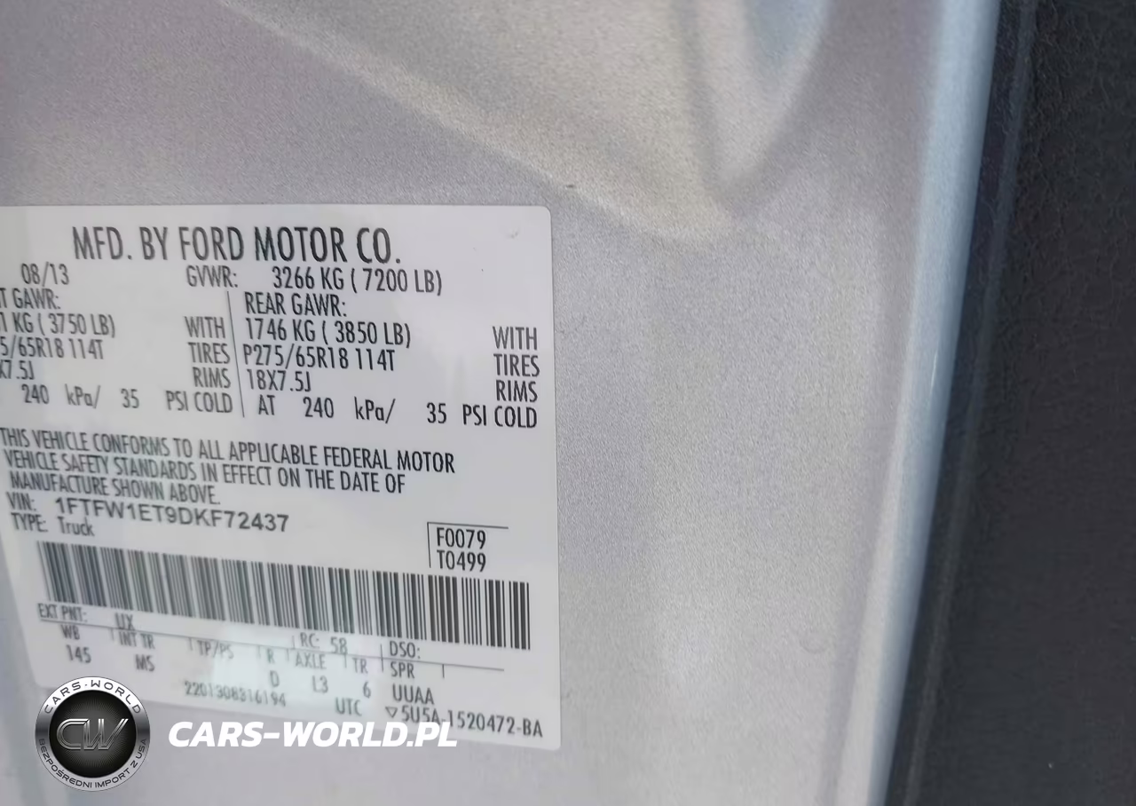 2013 Ford F-150 Xlt VIN:1FTFW1ET9DKF72437 - 9