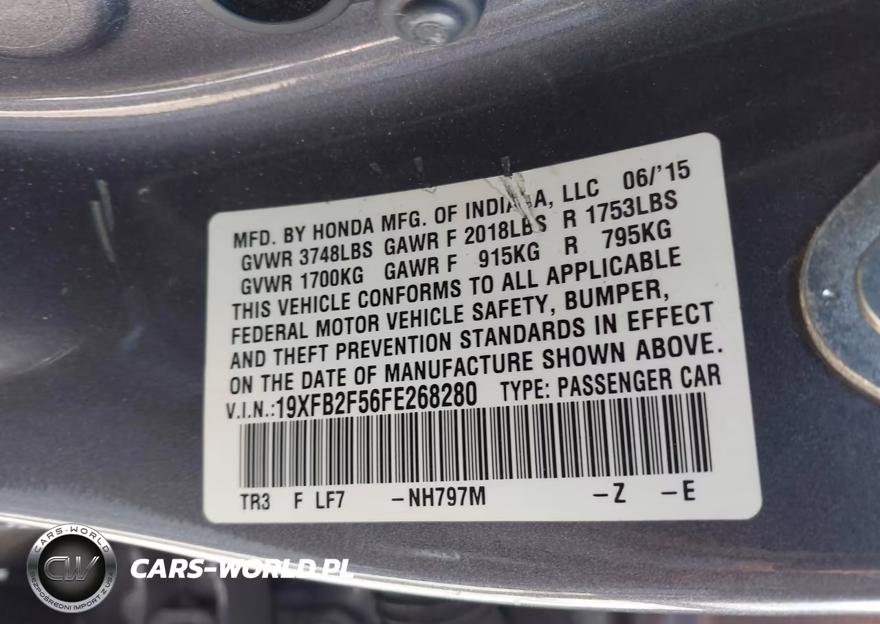 2015 Honda Civic Lx VIN:19XFB2F56FE268280 - 9