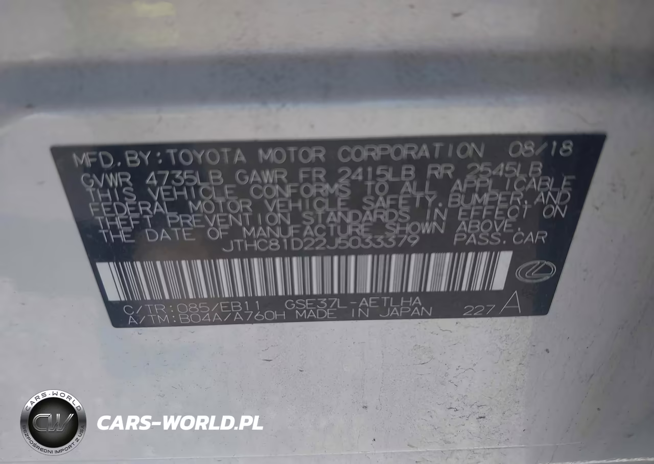 2018 Lexus Is 300 VIN:JTHC81D22J5033379 - 9